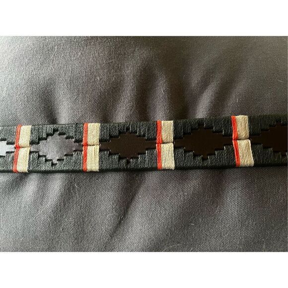 Pampeano Brown Leather Forrest Green Tribal Embroidered Belt sz 115 or 45” NWT - Picture 6 of 7